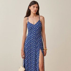 Reformation Crimini Dress in Moray Slip Midi Dress